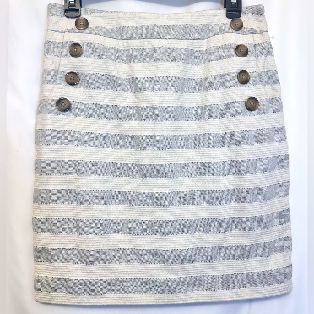 LOFT Striped Button Accent Pencil Skirt - Blue & White Size 6